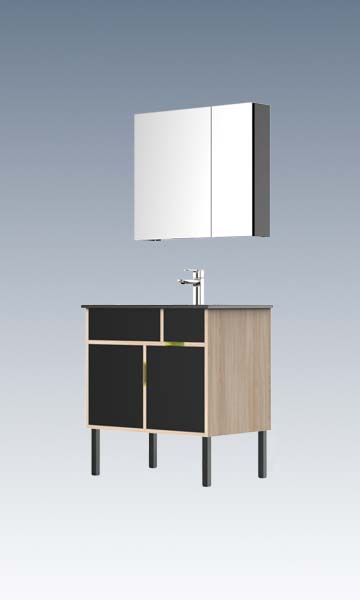 HBM103503N-080 Natural solid wood bathroom cabinet